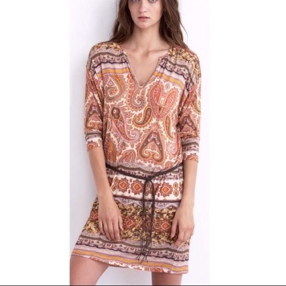 Anthropologie Velvet By Graham & Spencer Paisley Long Sleeve Dress Size Small